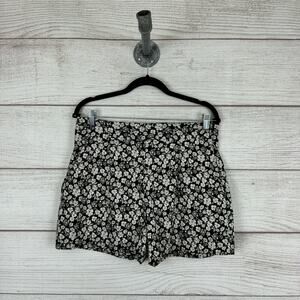 Zara Women's Black & Cream Floral Gold Thread Shorts Size Large